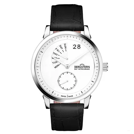 ΡΟΛΟΙ BERGSTERN B040G194 BERGSTERN Harmony Day Retrograde Black Leather Strap