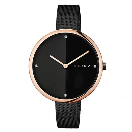 ΡΟΛΟΙ ELIXA E106-L427 ELIXA Beauty Crystals Black Stainless Steel Bracelet