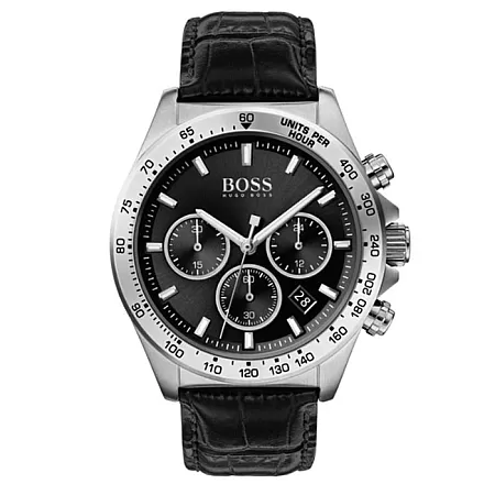 ΡΟΛΟΙ HUGO BOSS  1513752 BOSS Hero Chronograph Black Leather Strap