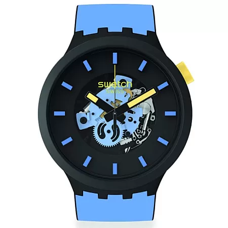 ΡΟΛΟΙ SWATCH  SB03B108 SWATCH Big Bold Next Travel By Dayn Blue Silicone Strap