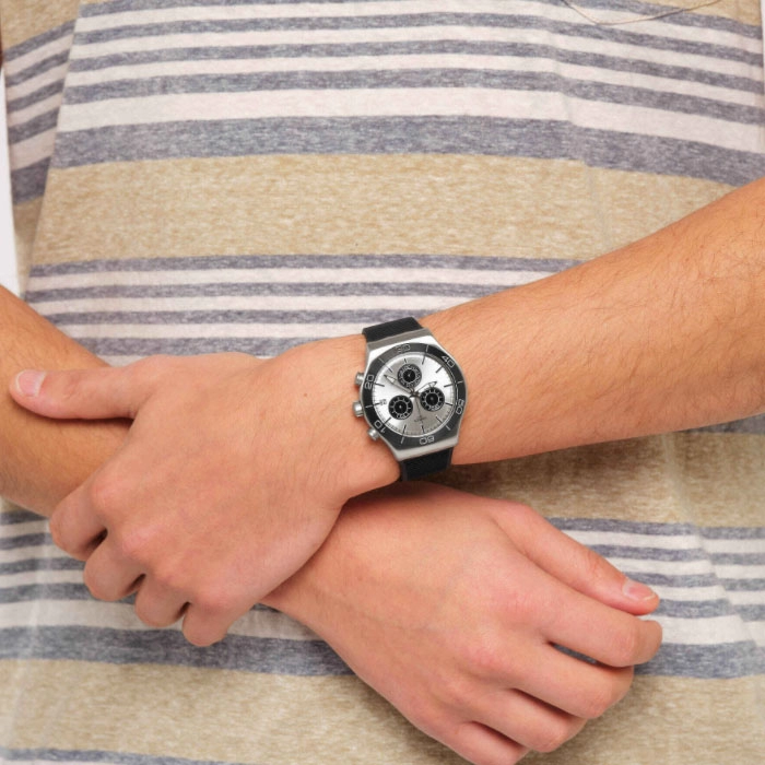 ΡΟΛΟΙ SWATCH YVS486 SWATCH Great Outdoor Irony Chronograph Black Rubber Strap