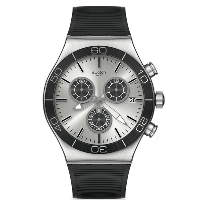 ΡΟΛΟΙ SWATCH YVS486 SWATCH Great Outdoor Irony Chronograph Black Rubber Strap