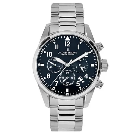 Ρολόι Jacques LEMANS 42-2D Jacques LEMANS Chronograph Silver Stainless Steel Bracelet