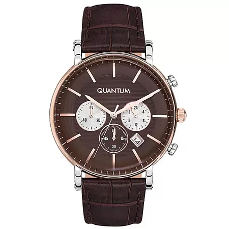 ΡΟΛΟΙ QUANTUM  ADG578.542 QUANTUM Chronograph Brown Leather Strap
