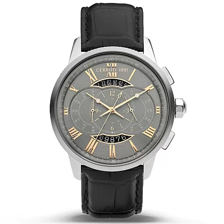 ΡΟΛΟΙ CERRUTI CIWGC2206401 CERRUTI Mucciano Chronograph  Black Leather Strap