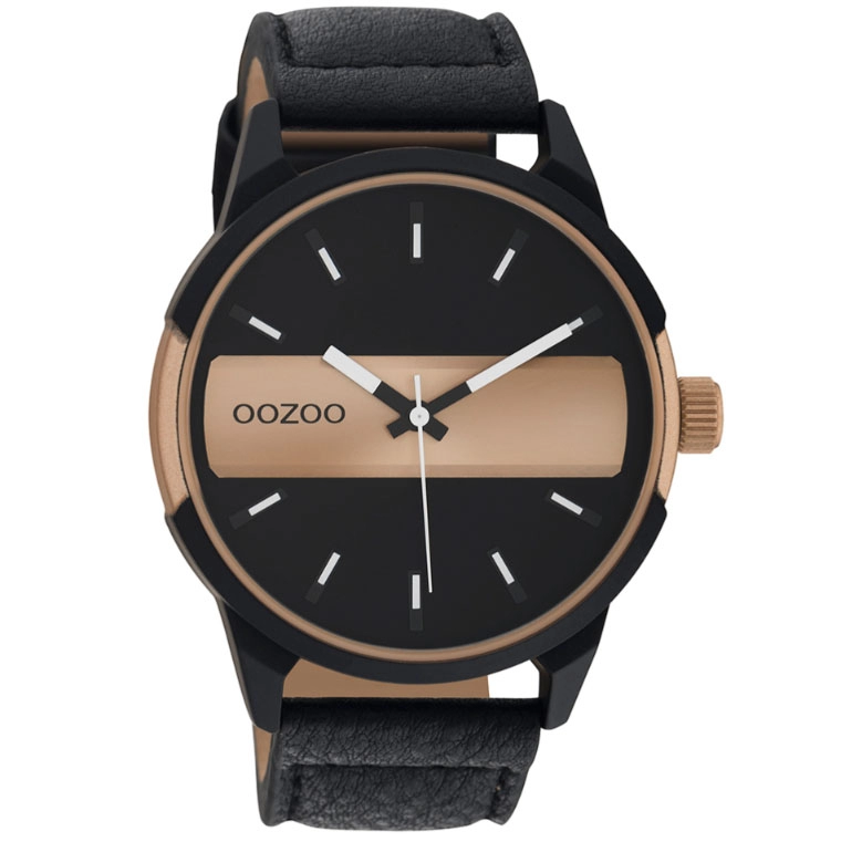 ΡΟΛΟΙ OOZOO  C11001 OOZOO Timepieces Black Leather Strap
