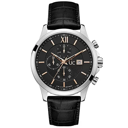 ΡΟΛΟΙ GUESS COLLECTION  Y27001G2MF GUESS Collection Executive Chronograph Black Leather Strap