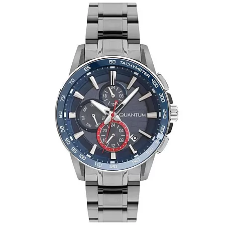 ΡΟΛΟΙ QUANTUM  PWG993.390 QUANTUM Dual Time Silver Metallic Bracelet