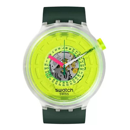 ΡΟΛΟΙ SWATCH SB05K400 SWATCH Big Bold Biosourced Blinded  By Neon Green Silicone Strap