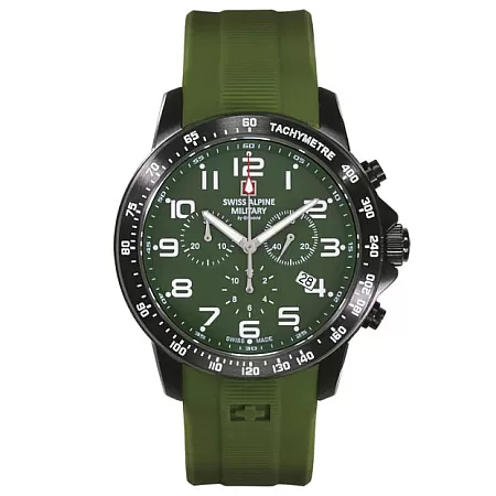 ΡΟΛΟΙ SWISS ALPINE MILITARY SAM7064.9874 SWISS ALPINE MILITARY Ranger Chronograph Green Silicone Strap