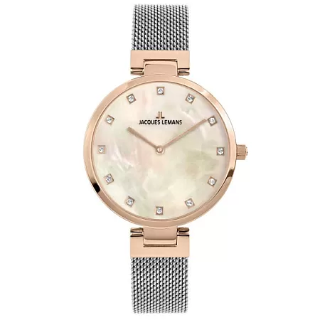 Ρολόι Jacques LEMANS 1-2001M Jacques LEMANS Milano Crystals Silver Stainless Steel Bracelet