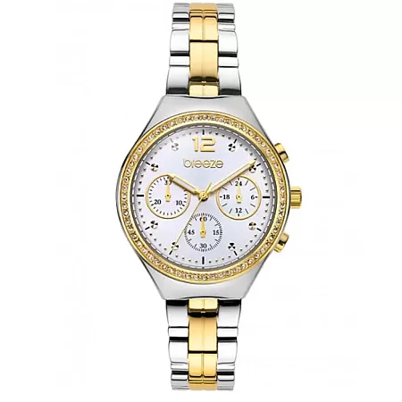ΡΟΛΟΙ BREEZE  712561.1 BREEZE Absolute Swarovski Chronograph Two Tone Stainless Steel Bracelet
