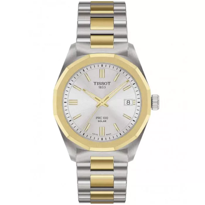 ΡΟΛΟΙ TISSOT  T1518222203100 TISSOT T-Classic PRC 100 Solar Two Tone Stainless Steel Bracelet