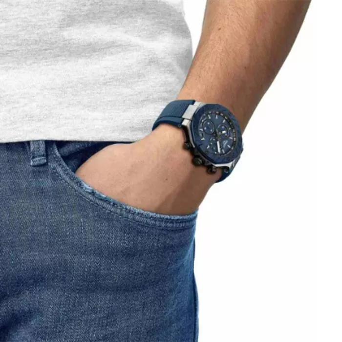 ΡΟΛΟΙ TISSOT  T1414172704100 TISSOT T-Race Chronograph Blue Synthetic Strap