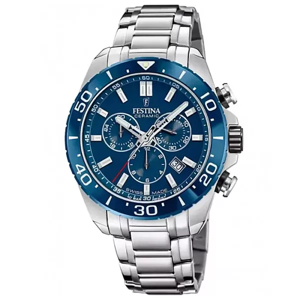 ΡΟΛΟΙ FESTINA  F20042/2  FESTINA Ceramic Swiss Made Chronograph Silver Stainless Steel Bracelet