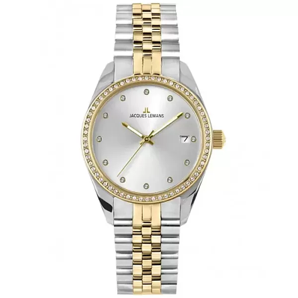 Ρολόι Jacques LEMANS 1-2133E JACQUES LEMANS Derby Crystals Two Tone Stainless Steel Bracelet
