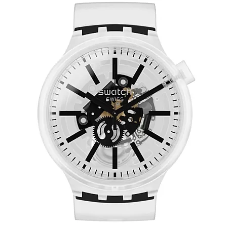 ΡΟΛΟΙ SWATCH SO27E101 Ρολόι SWATCH Blackin Jelly White Silicone Strap