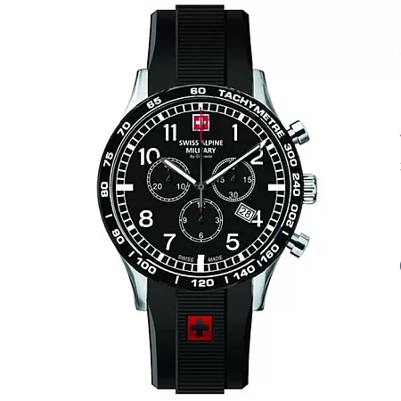 ΡΟΛΟΙ SWISS ALPINE MILITARY SAM1746.9837 SWISS ALPINE MILITARY Aviator Chronograph Black Rubber Strap