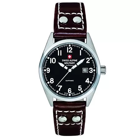 ΡΟΛΟΙ SWISS ALPINE MILITARY SAM3293.1537 SWISS ALPINE MILITARY Leader Brown Leather Strap
