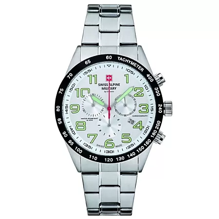 ΡΟΛΟΙ SWISS ALPINE MILITARY SAM7047.9132 SWISS ALPINE MILITARY Combat Air Chronograph Silver Stainless Steel Bracelet