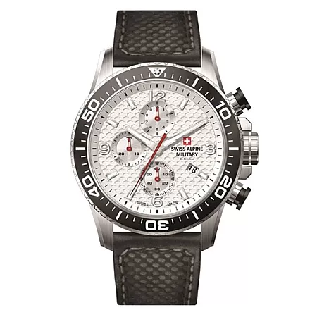 ΡΟΛΟΙ SWISS ALPINE MILITARY SAM7035.9532 SWISS ALPINE MILITARY Red Force Chronograph Black Leather Strap