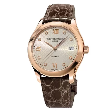 ΡΟΛΟΙ FREDERIQUE CONSTANT FC-303LGD3B4 Frederique Constant Ladies Diamonds Automatic Brown Leather Strap