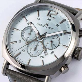 Ρολόι Jacques LEMANS 1-1645S Jacques LEMANS Lugano Chronograph Grey Leather Strap