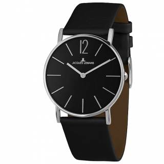 Ρολόι Jacques LEMANS 1-2030A Jacques LEMANS York Black Leather Strap