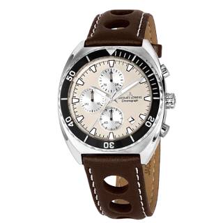 Ρολόι Jacques LEMANS 1-2041D Jacques LEMANS Serie 200 Chronograph Brown Leather Strap