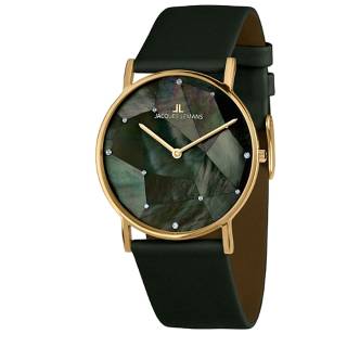 Ρολόι Jacques LEMANS 1-2050C Jacques LEMANS York Crystals Green Leather Strap