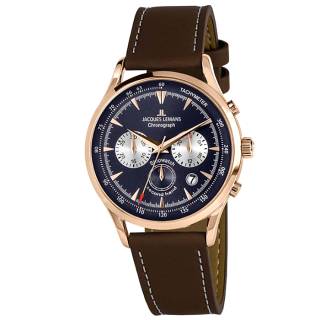 Ρολόι Jacques LEMANS 1-2068G Jacques LEMANS Retro Classic Chronograph Brown Leather Strap