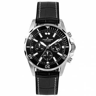 Ρολόι Jacques LEMANS 1-2091A Jacques LEMANS Liverpool Chronograph Black Leather Strap