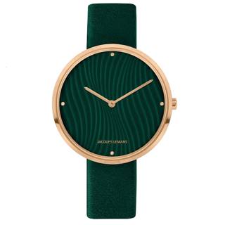 Ρολόι Jacques LEMANS 1-2093K Jacques LEMANS Design Green Leather Strap