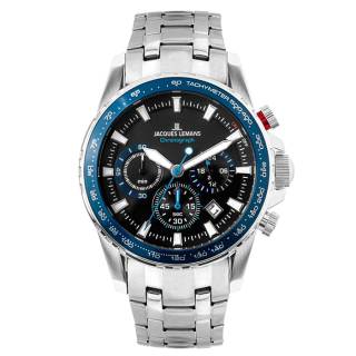 Ρολόι Jacques LEMANS 1-2099E Jacques LEMANS Liverpool Chronograph Silver Stainless Steel Bracelet