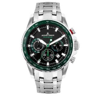 Ρολόι Jacques LEMANS 1-2099F Jacques LEMANS Liverpool Chronograph Silver Stainless Steel Bracelet