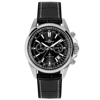 Ρολόι Jacques LEMANS 1-2117A Jacques LEMANS Liverpool Chronograph Black Leather Strap