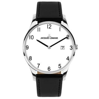 Ρολόι Jacques LEMANS 1-2122D Jacques LEMANS London Black Leather Strap