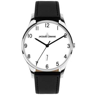 Ρολόι Jacques LEMANS 1-2124D Jacques LEMANS London Black Leather Strap