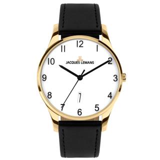 Ρολόι Jacques LEMANS 1-2124H Jacques LEMANS London Black Leather Strap