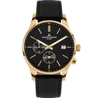 Ρολόι Jacques LEMANS 1-2125C Jacques LEMANS London Black Leather Strap