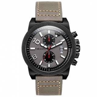 ΡΟΛΟΙ BREEZE 110852.8 BREEZE Renegade Dual Time Grey Leather Strap