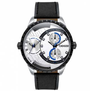 ΡΟΛΟΙ BREEZE 110862.1 BREEZE Alchemist Dual Time Black Leather Strap