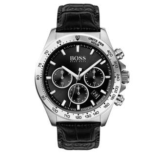 ΡΟΛΟΙ HUGO BOSS  1513752 BOSS Hero Chronograph Black Leather Strap