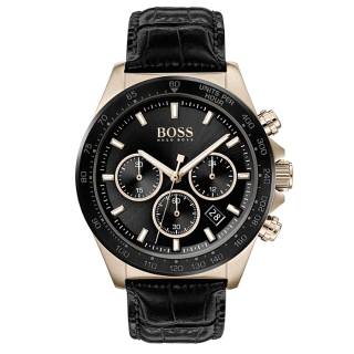 ΡΟΛΟΙ HUGO BOSS  1513753 BOSS Hero Chronograph Black Leather Strap