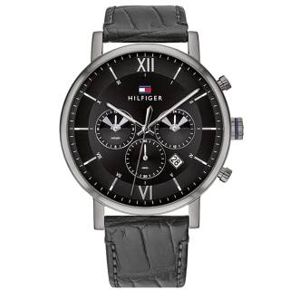 ΡΟΛΟΙ TOMMY HILFIGER 1710395 Τοmmy HILFIGER Evan Chronograph Black Leather Strap