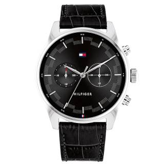 ΡΟΛΟΙ TOMMY HILFIGER 1710424 Tommy HILFIGER Sawyer Black Leather Strap