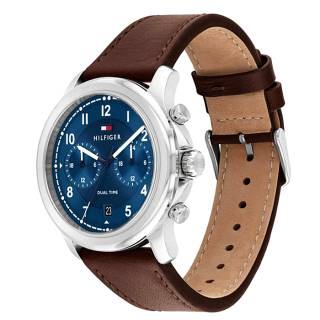 ΡΟΛΟΙ TOMMY HILFIGER 1710625 TOMMY HILFIGER Wesley Dual Time Brown Leather Strap