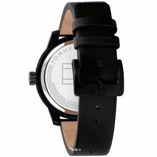 ΡΟΛΟΙ TOMMY HILFIGER 1791800  TOMMY HILFIGER Denim  Black case with Black Leather Strap