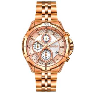 ΡΟΛΟΙ BREEZE 212191.4 BREEZE Empressa Crystals Chronograph Rose Gold Stainless Steel Bracelet