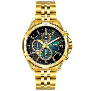 ΡΟΛΟΙ BREEZE 212191.6 BREEZE Empressa Crystals Chronograph Gold Stainless Steel Bracelet